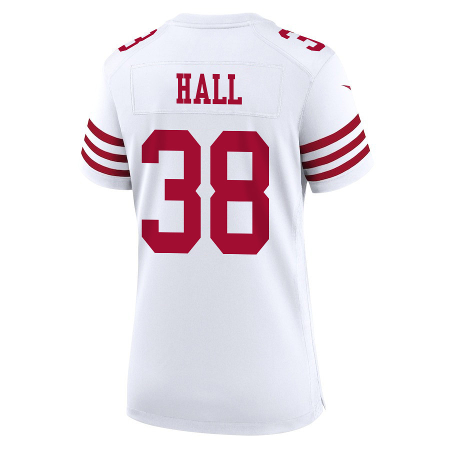 Kemon Hall #38 San Francisco 49ers Super Bowl LVIII Patch Game Jersey - Women's | White - Image 3