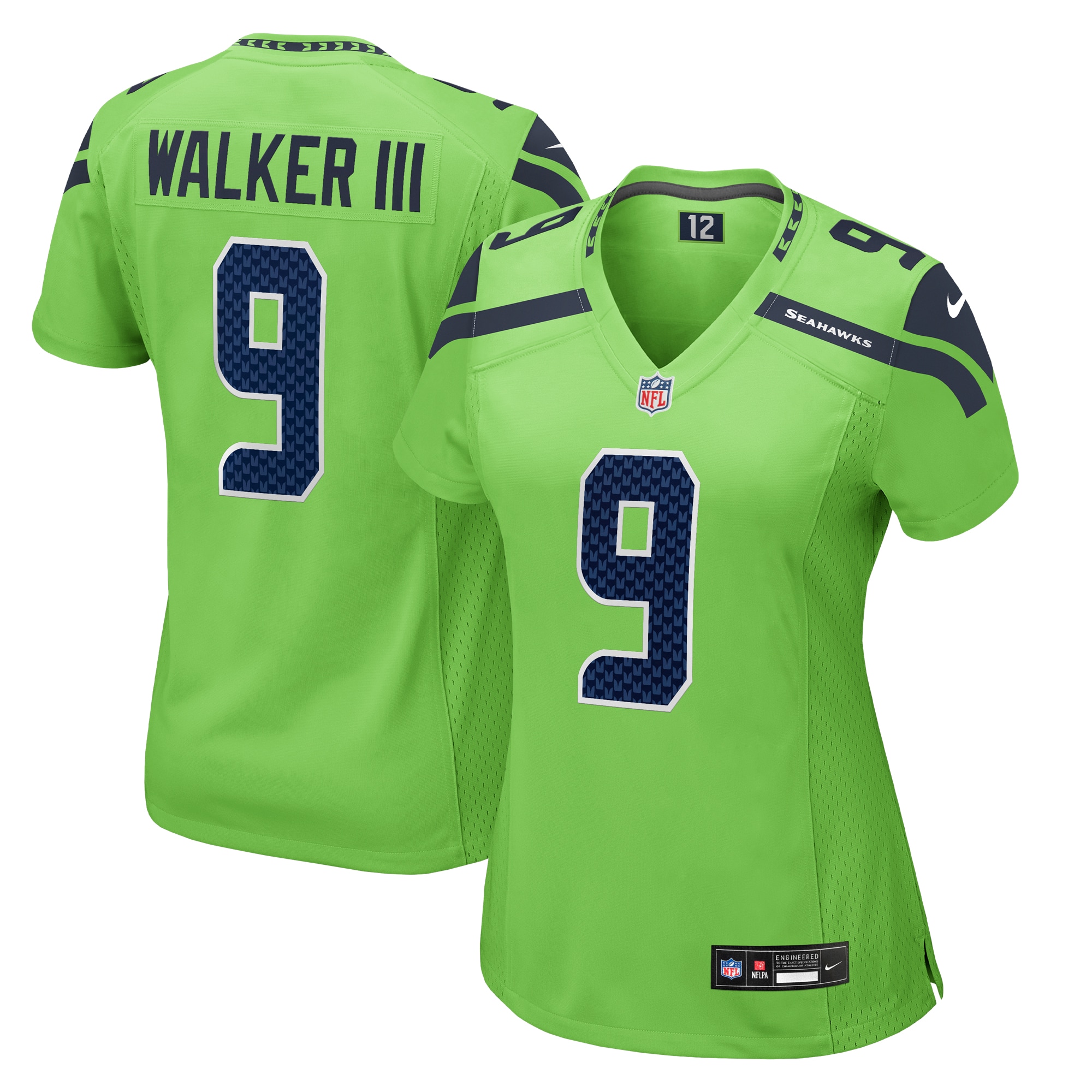 Kenneth Walker III Neon Seattle Seahawks Game Jersey - Women's