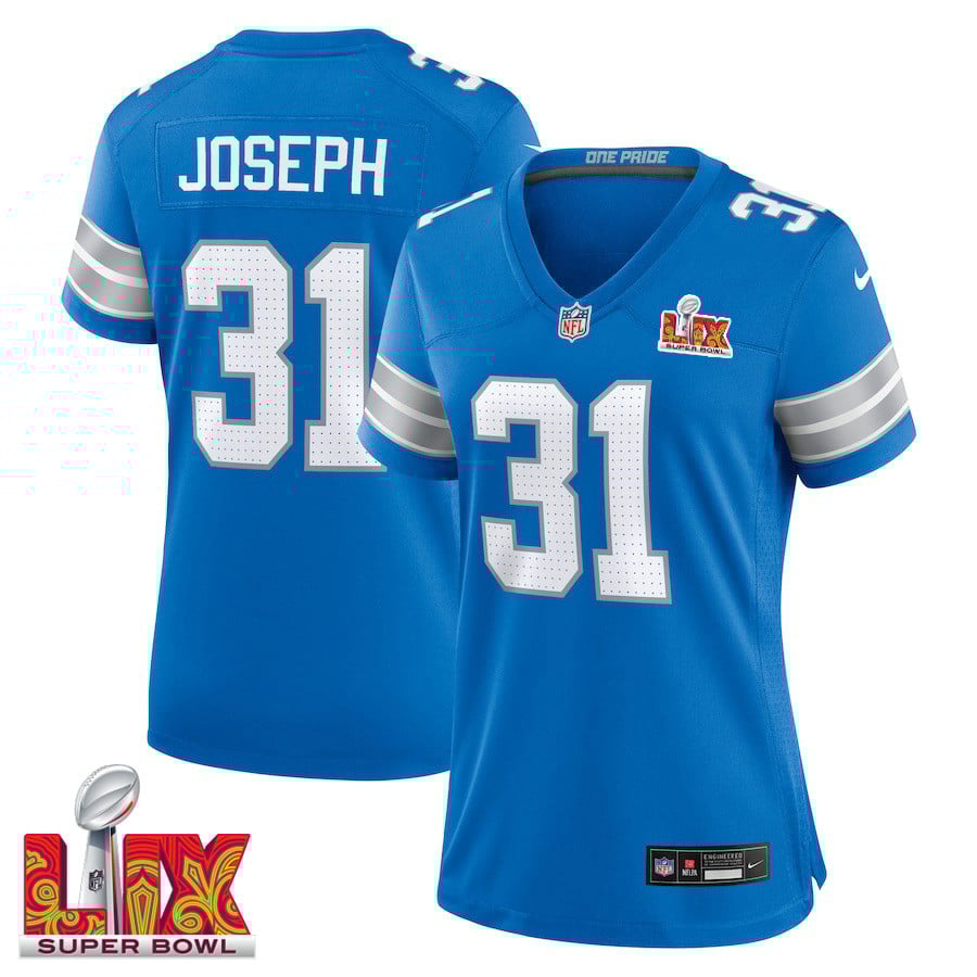 Kerby Joseph #31 Detroit Lions Super Bowl LIX Game Jersey - Women's | Blue