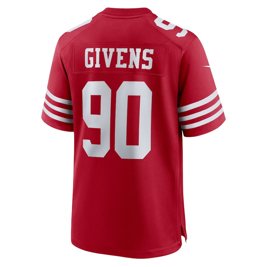 Kevin Givens #90 San Francisco 49ers Game Jersey - Men's | Scarlet - Image 3