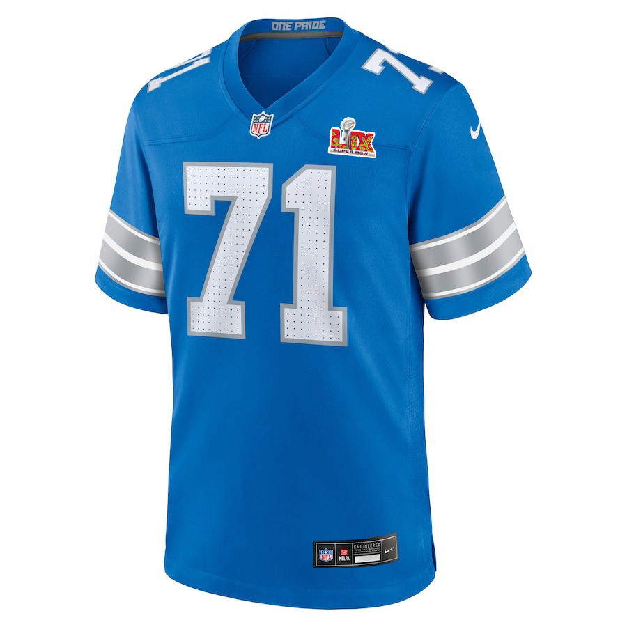 Alternative view of Kevin Zeitler #71 Detroit Lions Super Bowl LIX Game Jersey - Youth | Blue