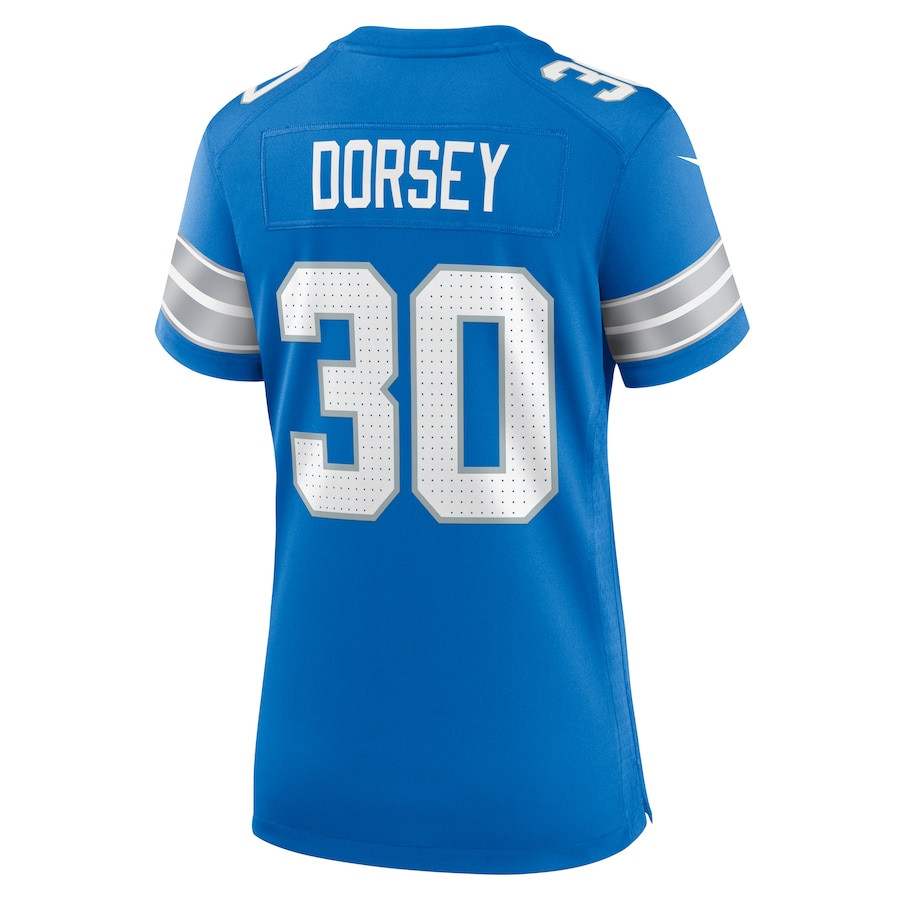 Khalil Dorsey #30 Detroit Lions Game Jersey - Women's | Blue - Image 3