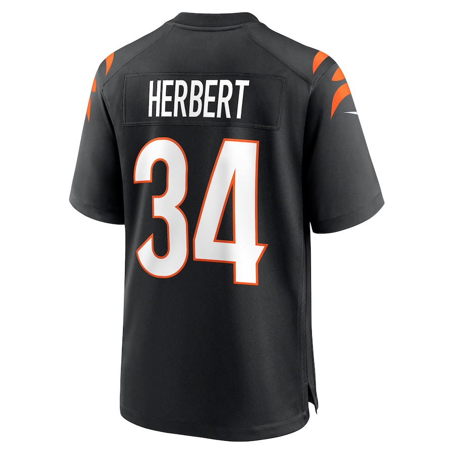 Khalil Herbert #34 Cincinnati Bengals Game Jersey - Men's | Black - Image 3