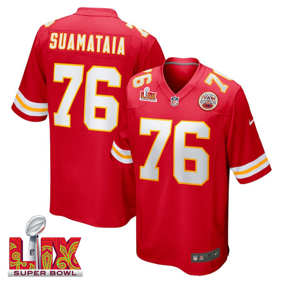 Kingsley Suamataia #76 Kansas City Chiefs Super Bowl LIX Game Jersey - Men's | Red