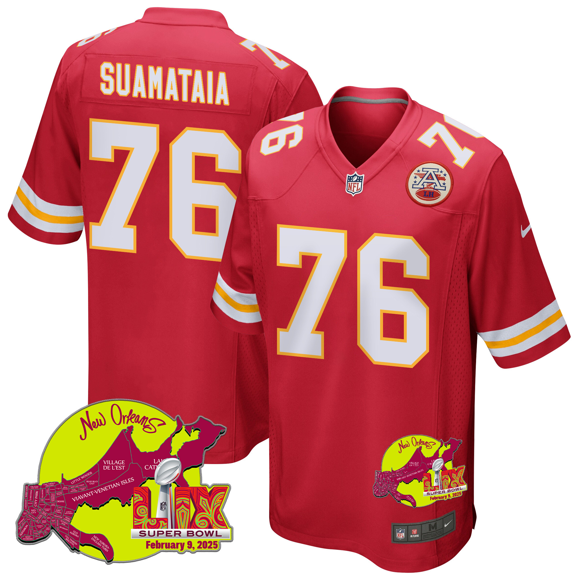 Kingsley Suamataia #76 Kansas City Chiefs Super Bowl LIX Game Jersey - Men's | Red