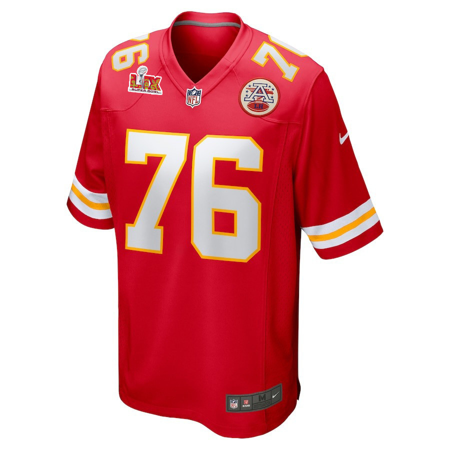Alternative view of Kingsley Suamataia #76 Kansas City Chiefs Super Bowl LIX Game Jersey - Men's | Red
