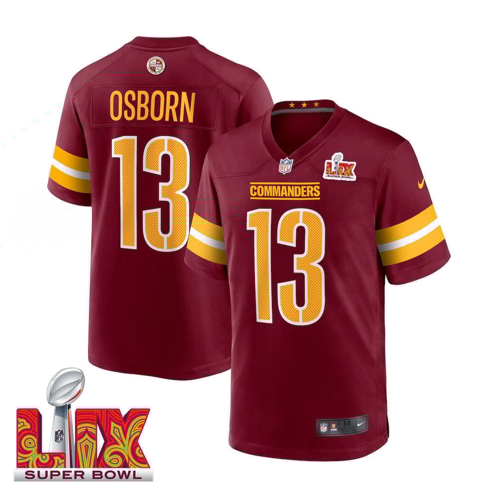 K.J. Osborn #13 Washington Commanders Super Bowl LIX Game Jersey - Men's | Burgundy
