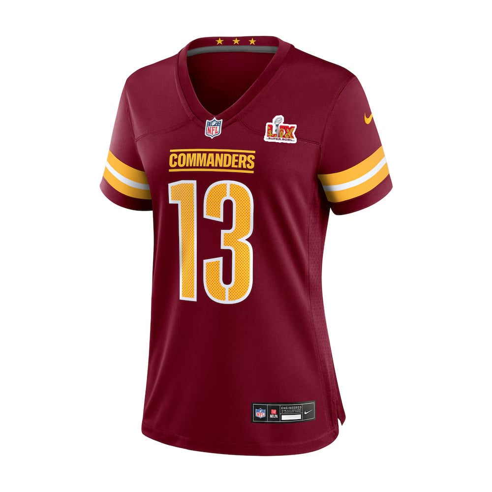 Alternative view of K.J. Osborn #13 Washington Commanders Super Bowl LIX Game Jersey - Women's | Burgundy