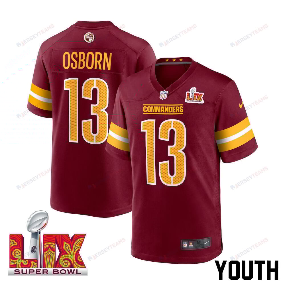 K.J. Osborn #13 Washington Commanders Super Bowl LIX Game Jersey - Youth | Burgundy