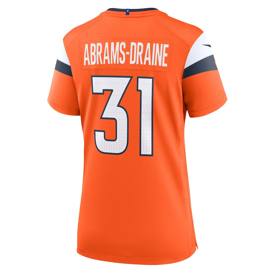 Kris Abrams-Draine #31 Denver Broncos Game Jersey - Women's | Orange - Image 3
