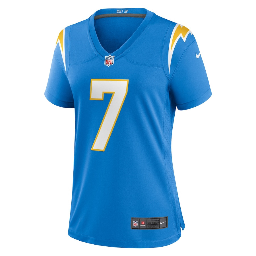 Alternative view of Kristian Fulton #7 Los Angeles Chargers Game Jersey - Women's | Powder Blue