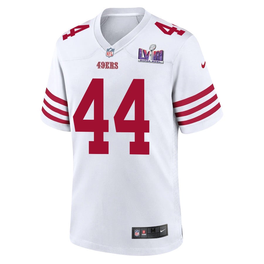 Alternative view of Kyle Juszczyk #44 San Francisco 49ers Super Bowl LVIII Patch Game Jersey - Men's | White