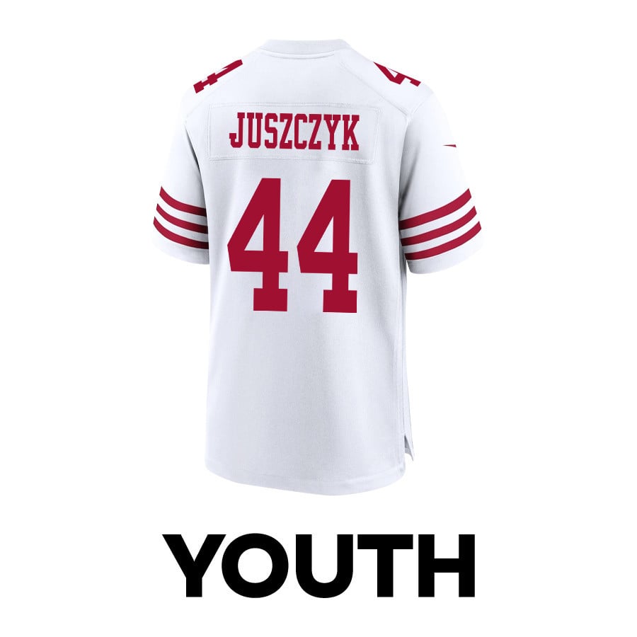Kyle Juszczyk #44 San Francisco 49ers Super Bowl LVIII Patch Game Jersey - Youth | White - Image 3