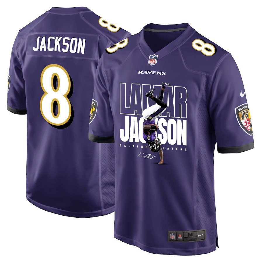 Lamar Jackson #8 Baltimore Ravens Game Jersey - Men's | Purple