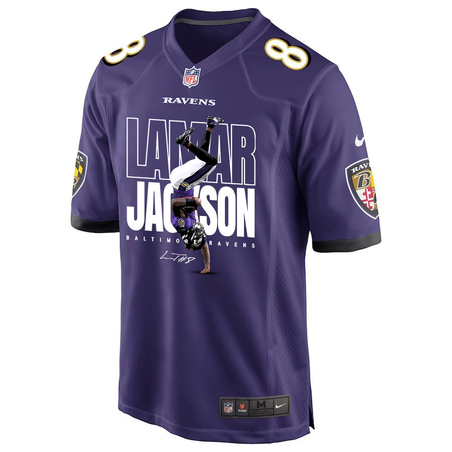 Alternative view of Lamar Jackson #8 Baltimore Ravens Game Jersey - Men's | Purple