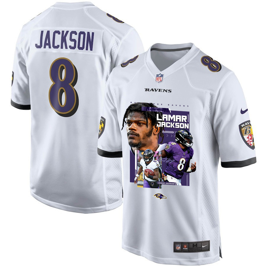 Lamar Jackson #8 Baltimore Ravens Game Jersey - Men's | White
