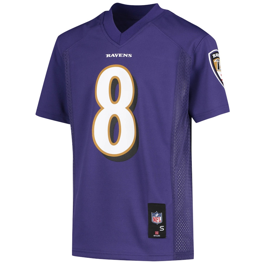 Alternative view of Lamar Jackson #8 Baltimore Ravens Game Jersey - Youth | Purple