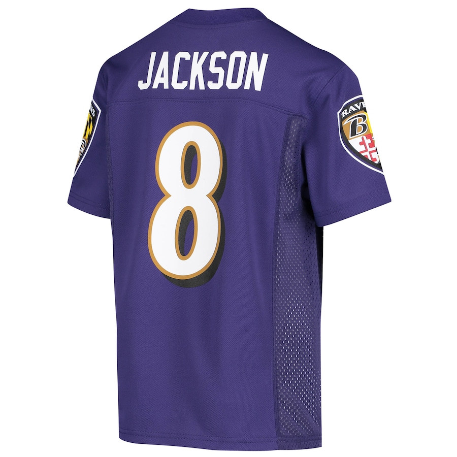 Lamar Jackson #8 Baltimore Ravens Game Jersey - Youth | Purple - Image 3