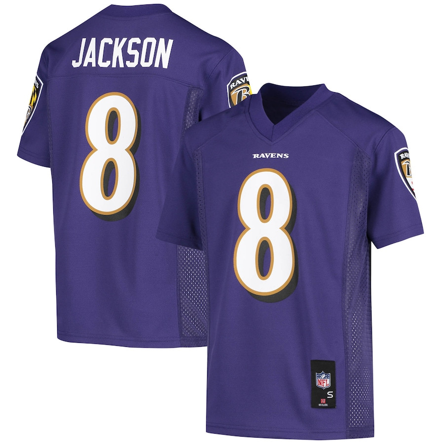 Lamar Jackson #8 Baltimore Ravens Game Jersey - Youth | Purple