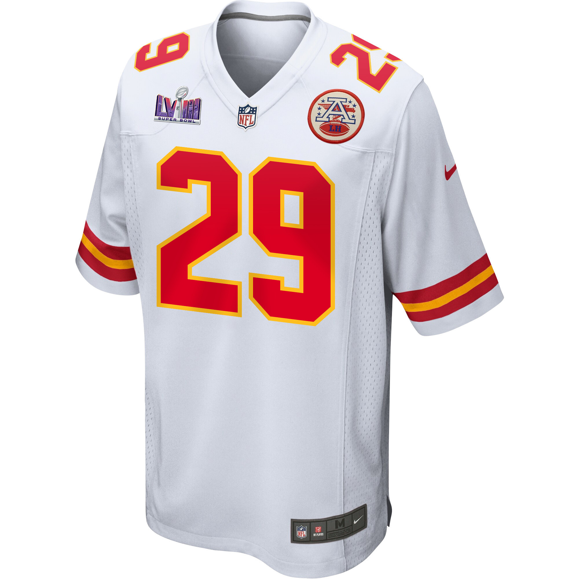 La'Mical Perine #29 Kansas City Chiefs Super Bowl LVIII Patch Game Jersey - Men's | White - Image 2