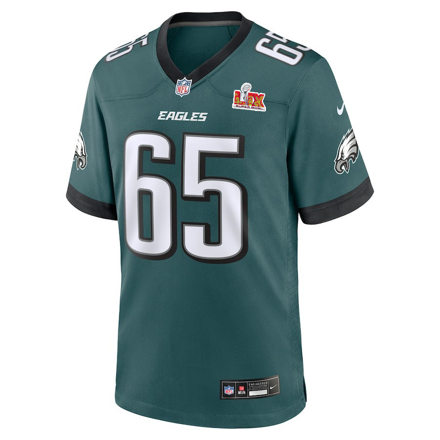 Alternative view of Lane Johnson #65 Philadelphia Eagles Super Bowl LIX Game Jersey - Men's | Midnight Green