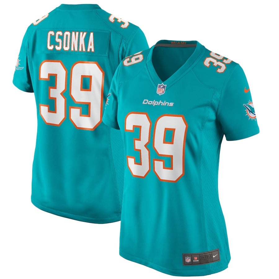 Larry Csonka #39 Miami Dolphins Game Jersey - Women's | Aqua