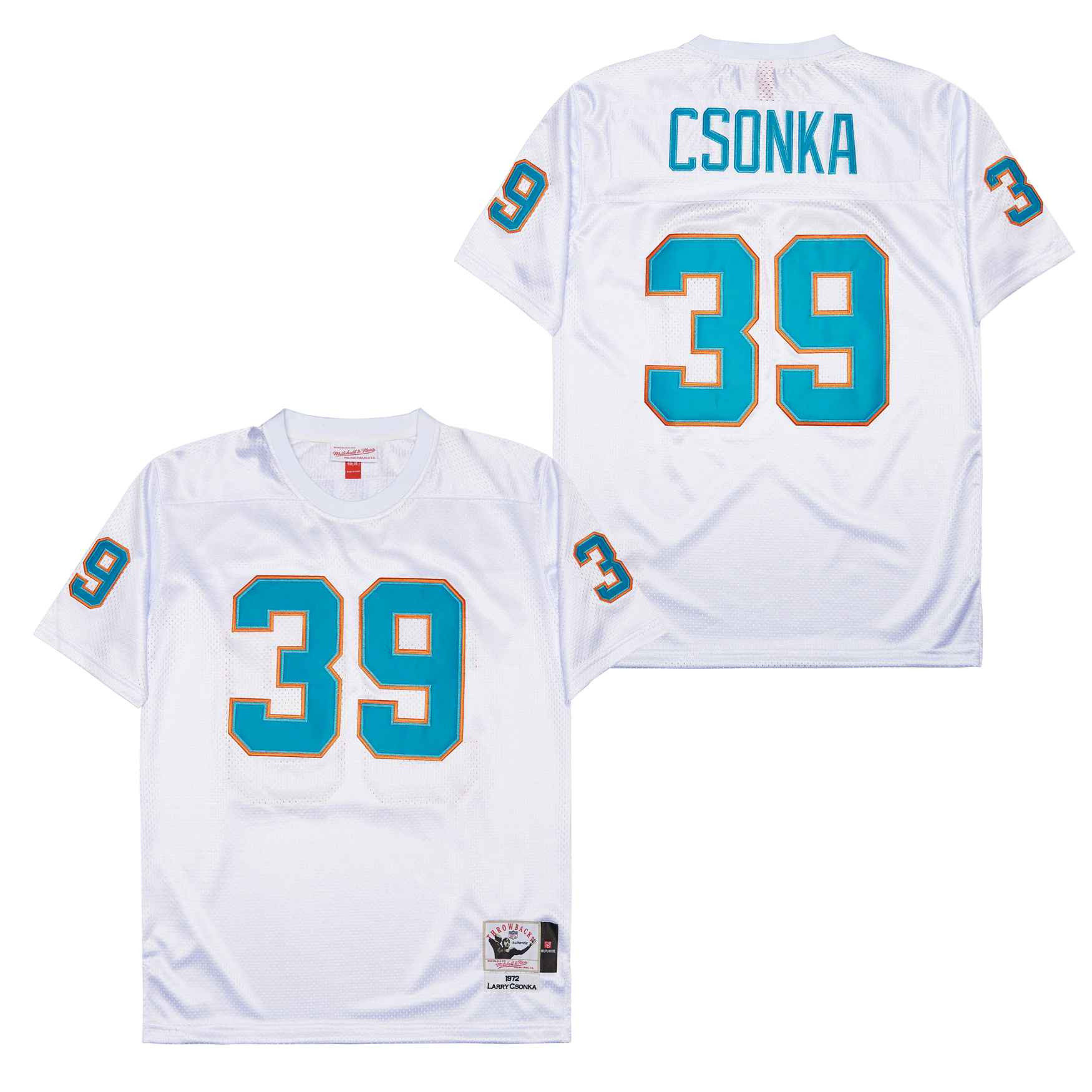 Alternative view of Larry Csonka #39 Miami Dolphins Throwback Game Jersey - Men's | White
