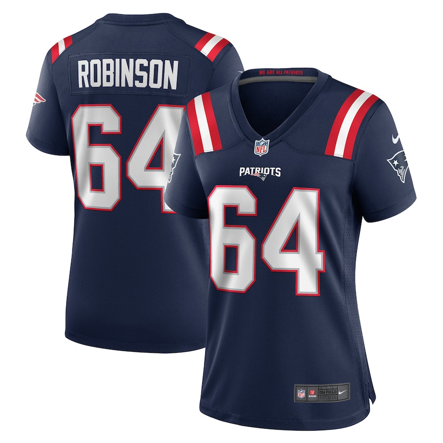 Layden Robinson #64 New England Patriots Game Jersey - Women's | Navy