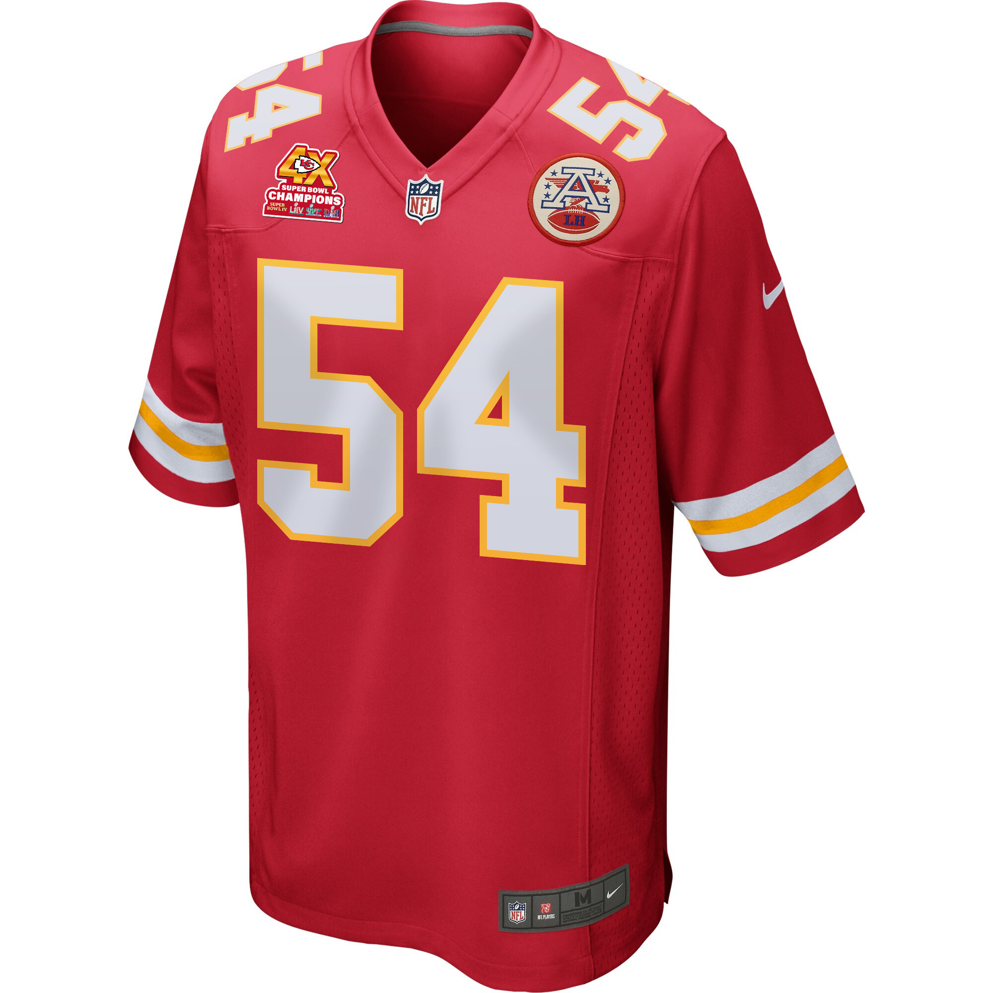 Alternative view of Leo Chenal #54 Kansas City Chiefs Super Bowl LVIII Champions 4X Game Jersey - Men's | Red