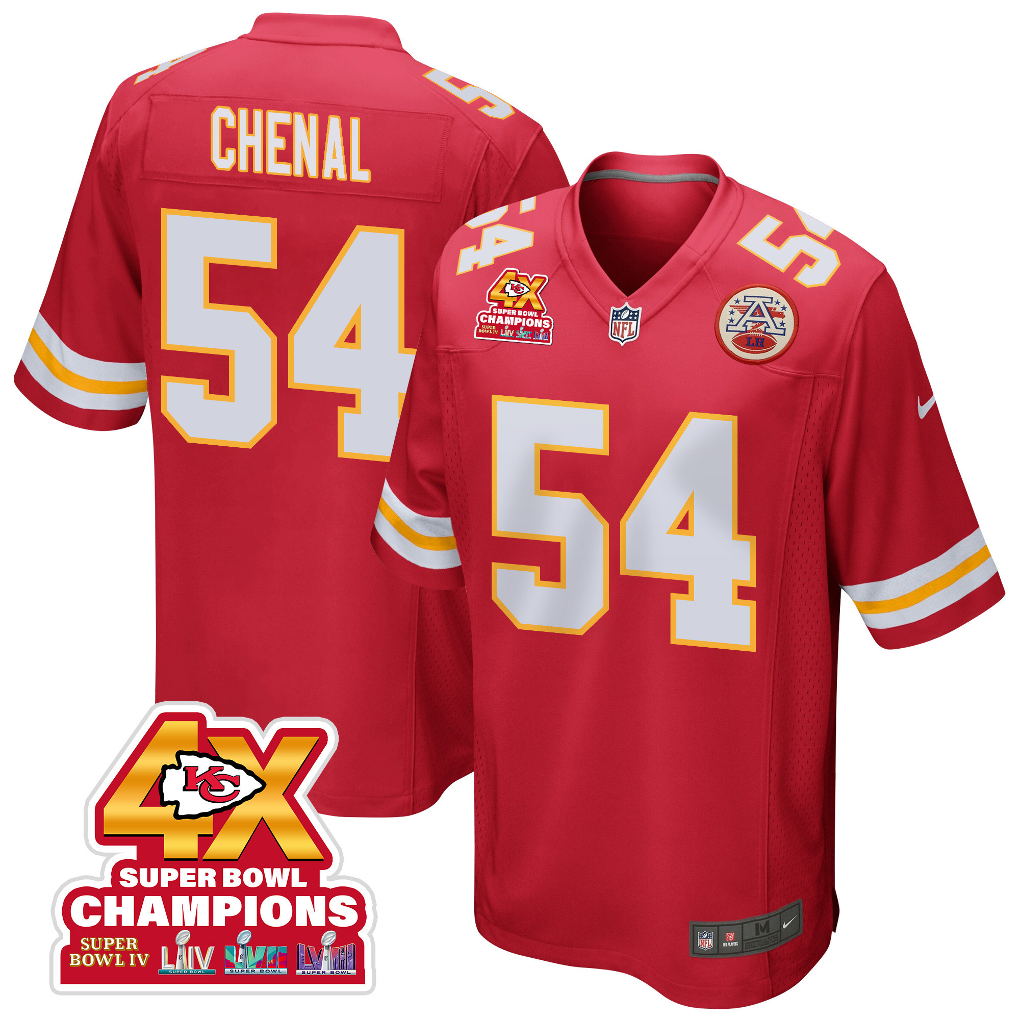 Leo Chenal #54 Kansas City Chiefs Super Bowl LVIII Champions 4X Game Jersey - Men's | Red
