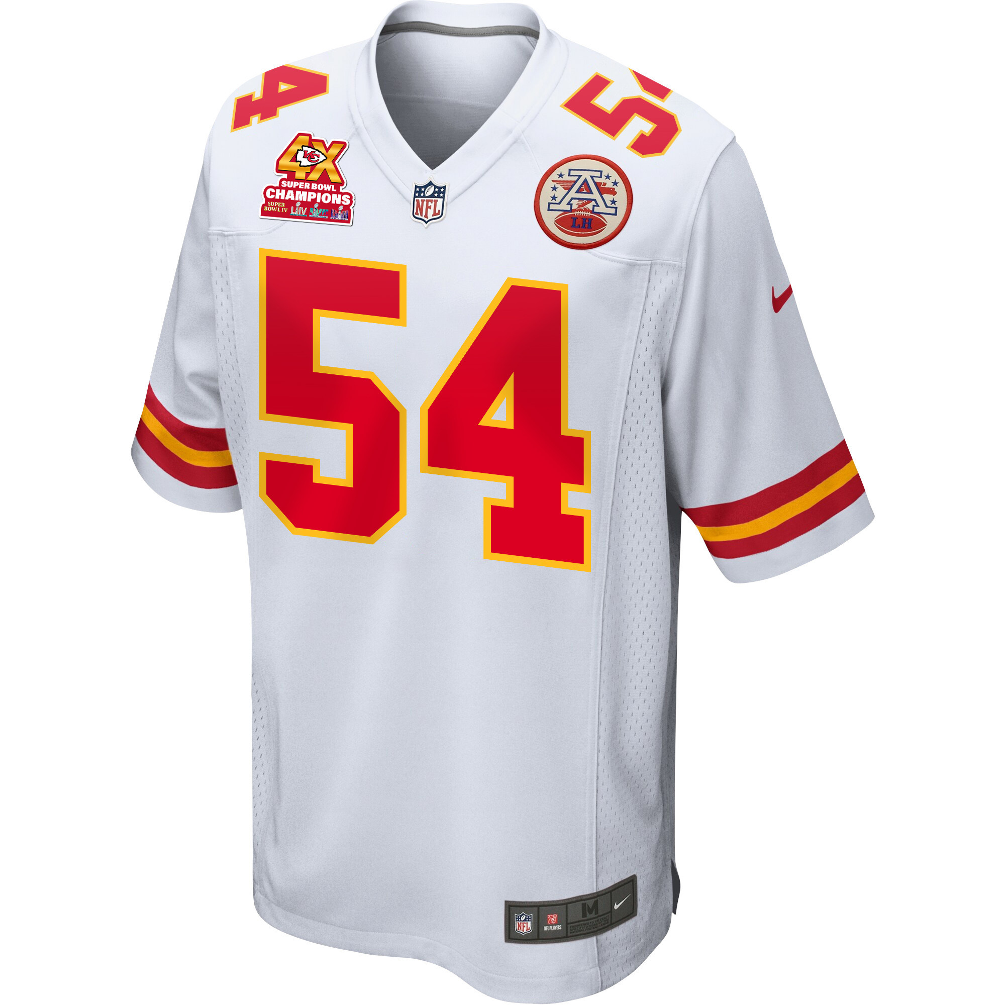 Alternative view of Leo Chenal #54 Kansas City Chiefs Super Bowl LVIII Champions 4X Game Jersey - Men's | White