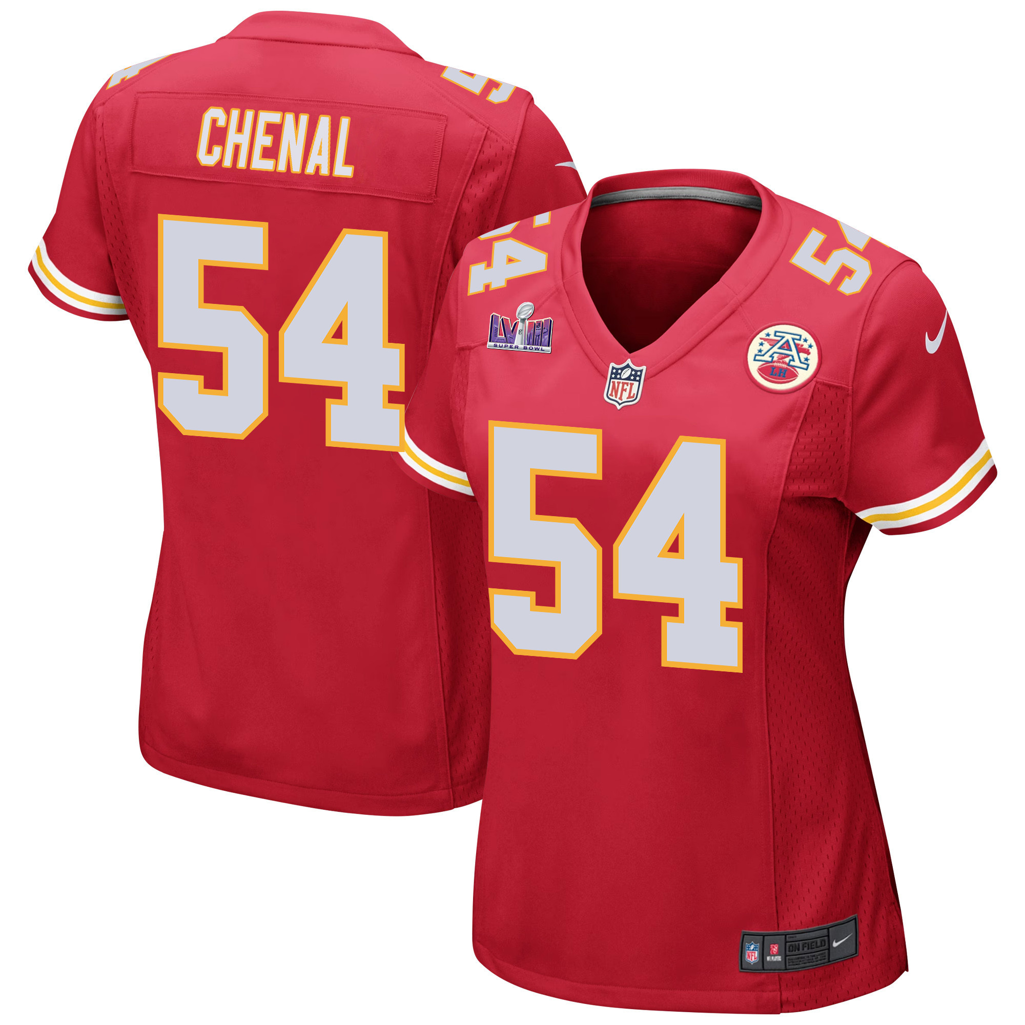 Leo Chenal #54 Kansas City Chiefs Super Bowl LVIII Patch Game Jersey - Women's | Red