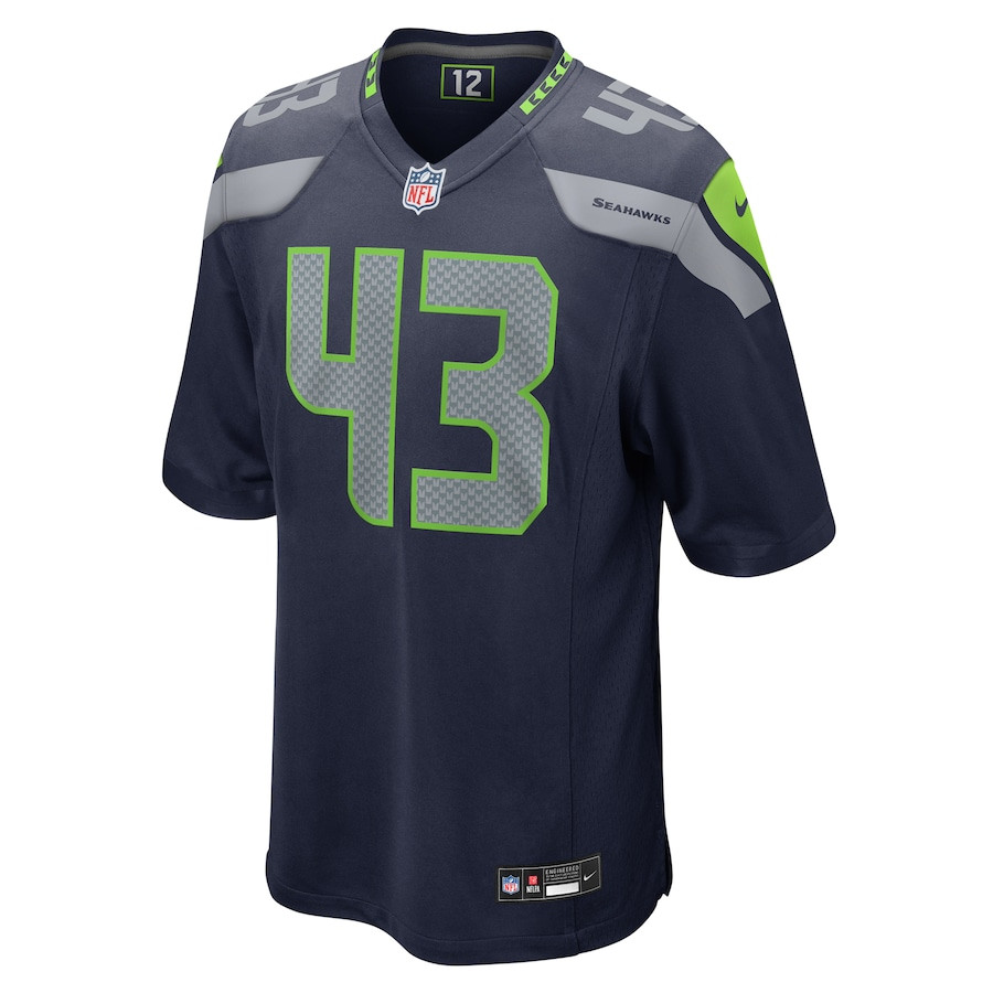 Alternative view of Levi Bell #43 Seattle Seahawks Game Jersey - Men's | College Navy