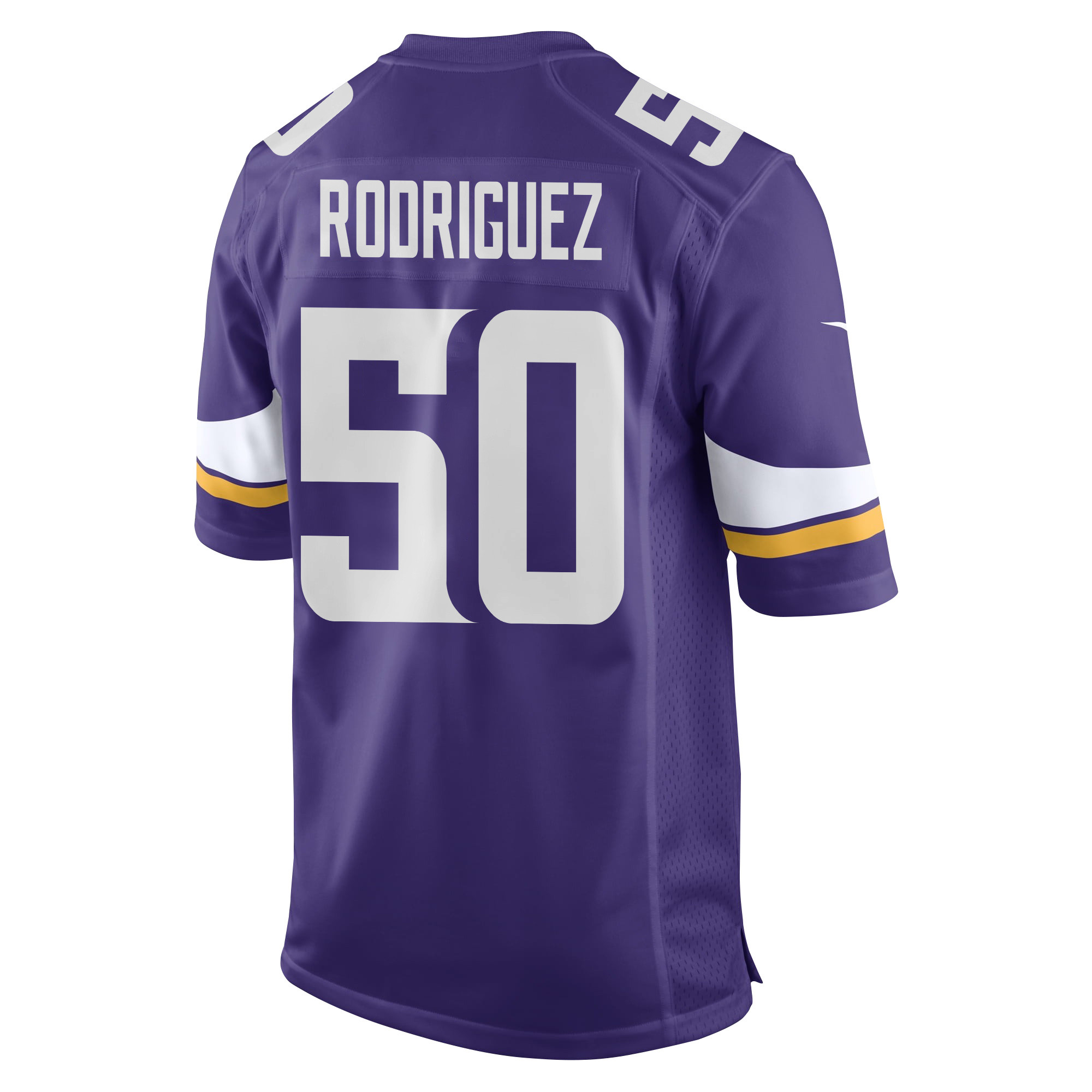 Alternative view of Levi Drake Rodriguez #50 Minnesota Vikings Super Bowl LIX Game Jersey - Men's | Purple