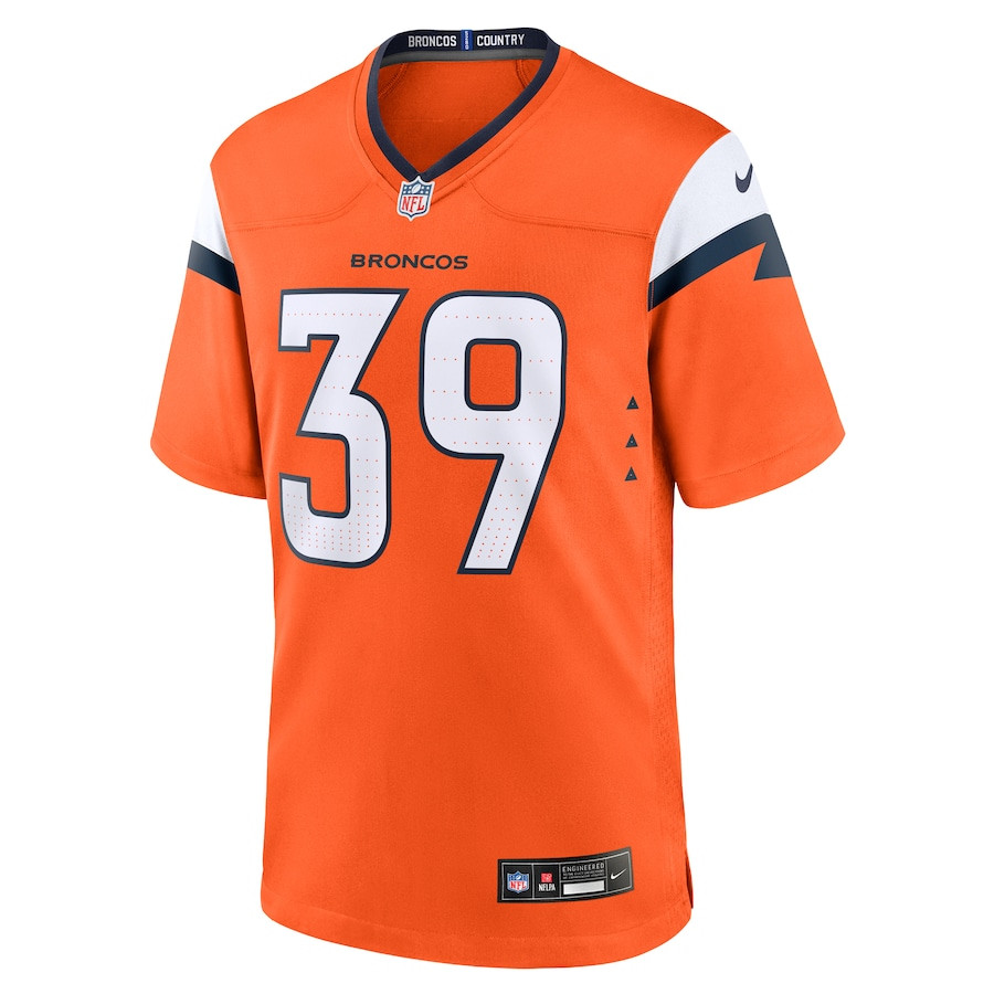 Levi Wallace #39 Denver Broncos Game Jersey - Men's | Orange - Image 2