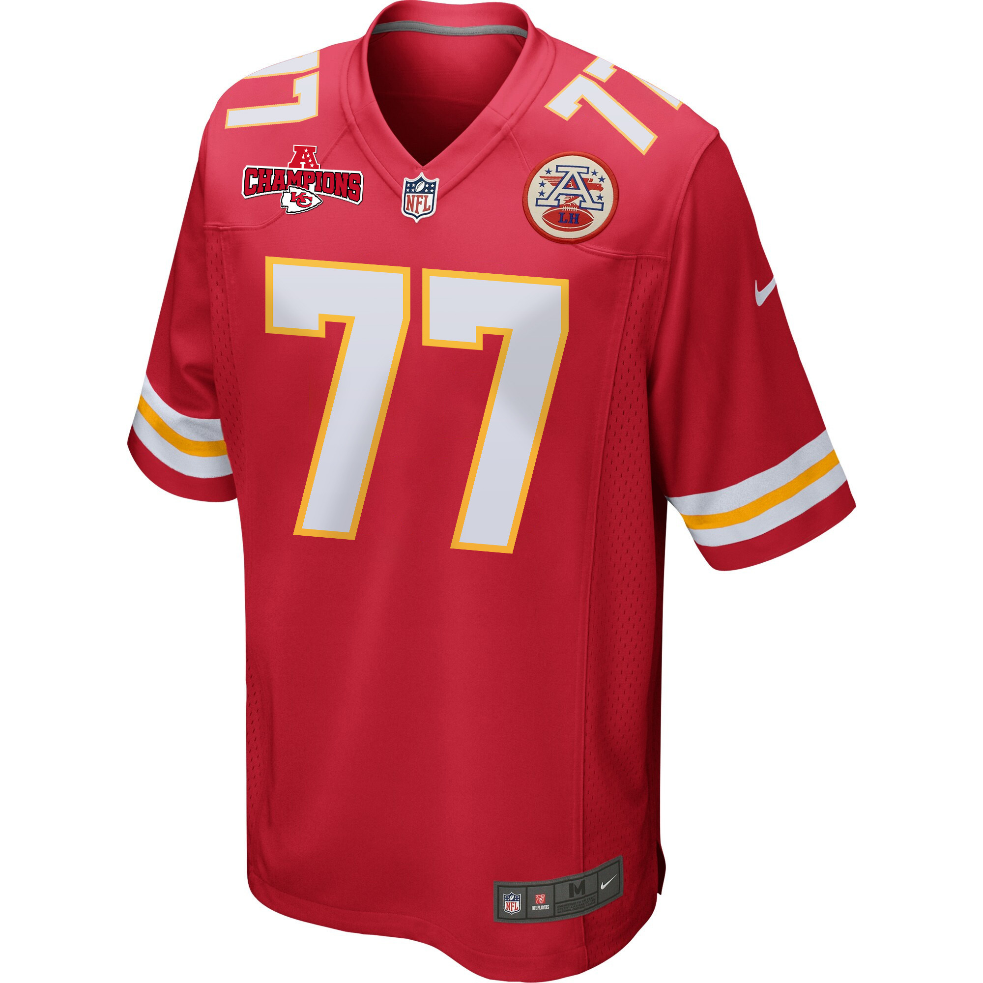 Alternative view of Lucas Niang #77 Kansas City Chiefs Game Jersey - Men's | Red