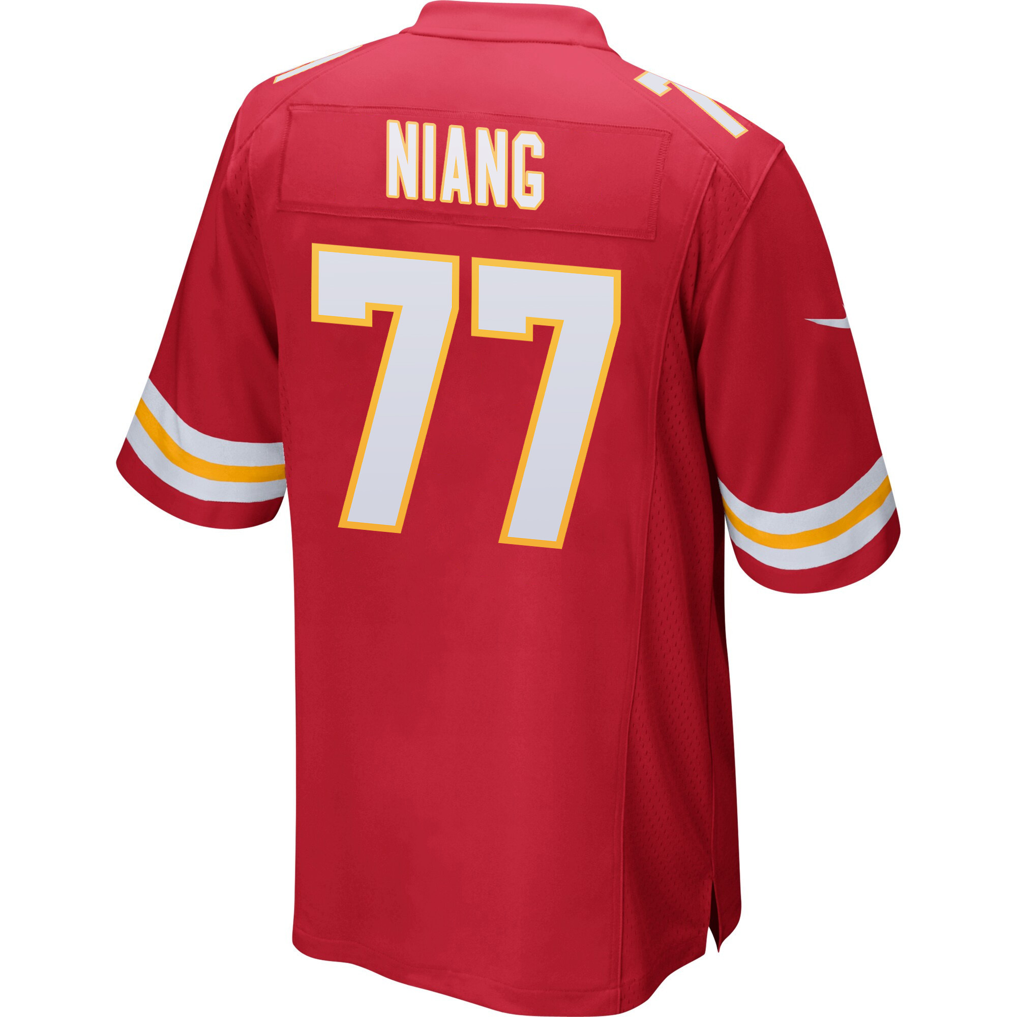 Lucas Niang #77 Kansas City Chiefs Super Bowl LVIII Champions 4X Game Jersey - Men's | Red - Image 3