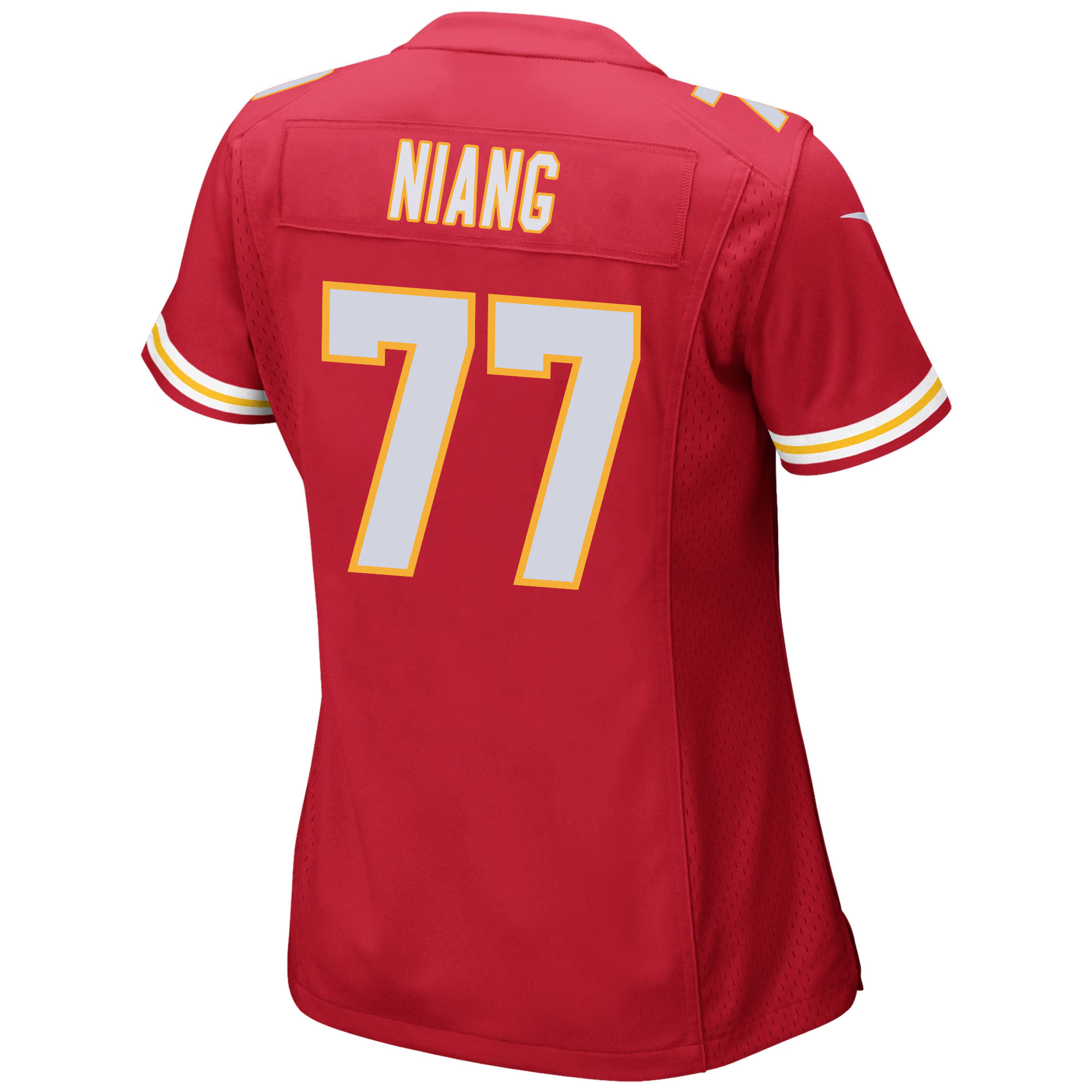 Lucas Niang #77 Kansas City Chiefs Super Bowl LVIII Patch Game Jersey - Women's | Red - Image 3