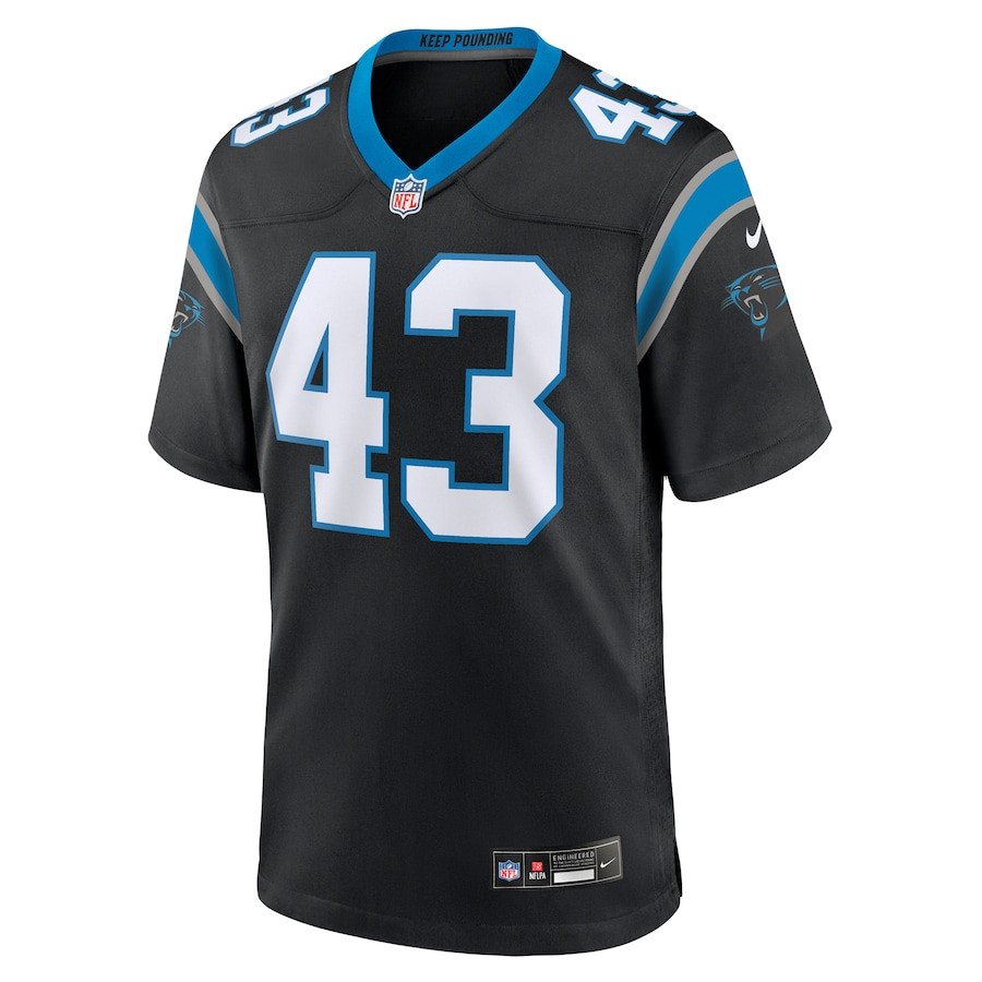 Alternative view of Luiji Vilain #43 Carolina Panthers Game Jersey - Men's | Black