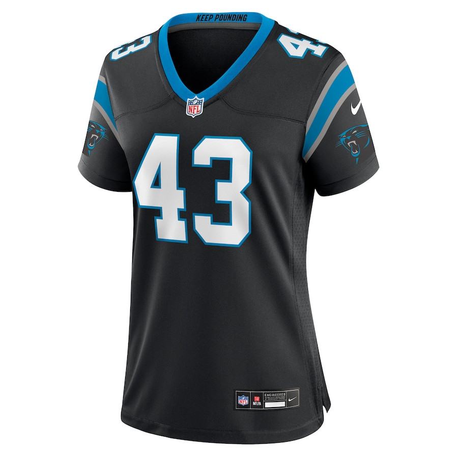 Alternative view of Luiji Vilain #43 Carolina Panthers Game Jersey - Women's | Black