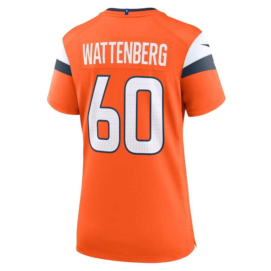 Luke Wattenberg #60 Denver Broncos Game Jersey - Women's | Orange - Image 3