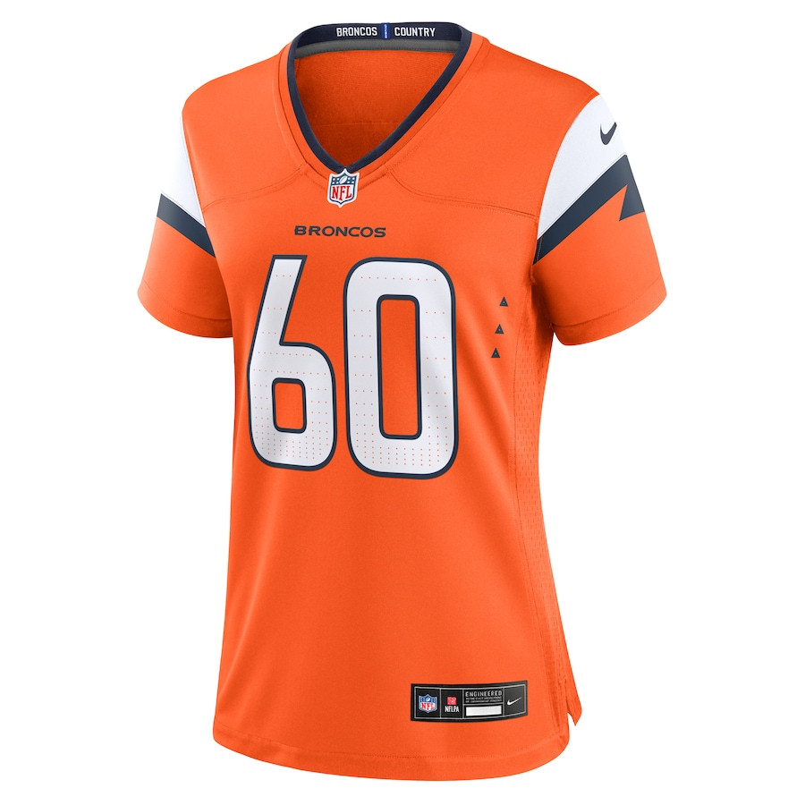 Luke Wattenberg #60 Denver Broncos Game Jersey - Women's | Orange - Image 2