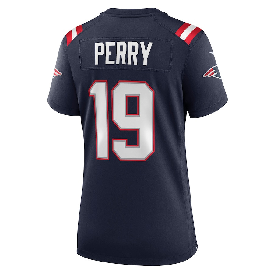 Malcolm Perry #19 New England Patriots Game Jersey - Women's | Navy - Image 3