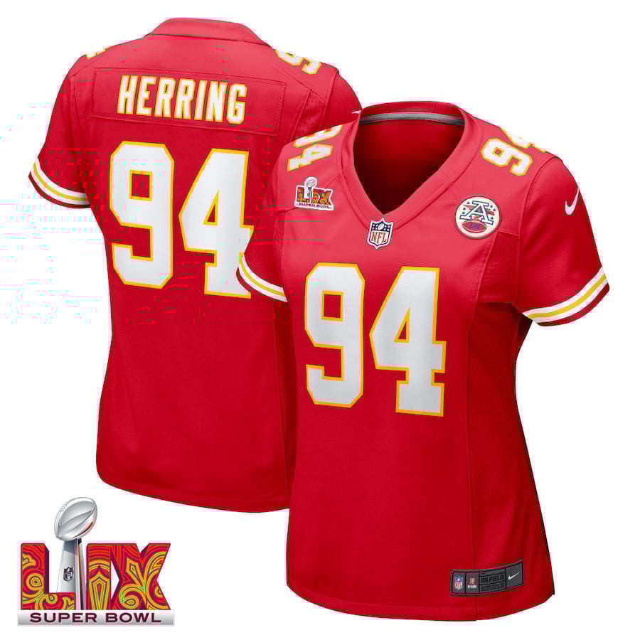 Malik Herring #94 Kansas City Chiefs Super Bowl LIX Game Jersey - Women's | Red