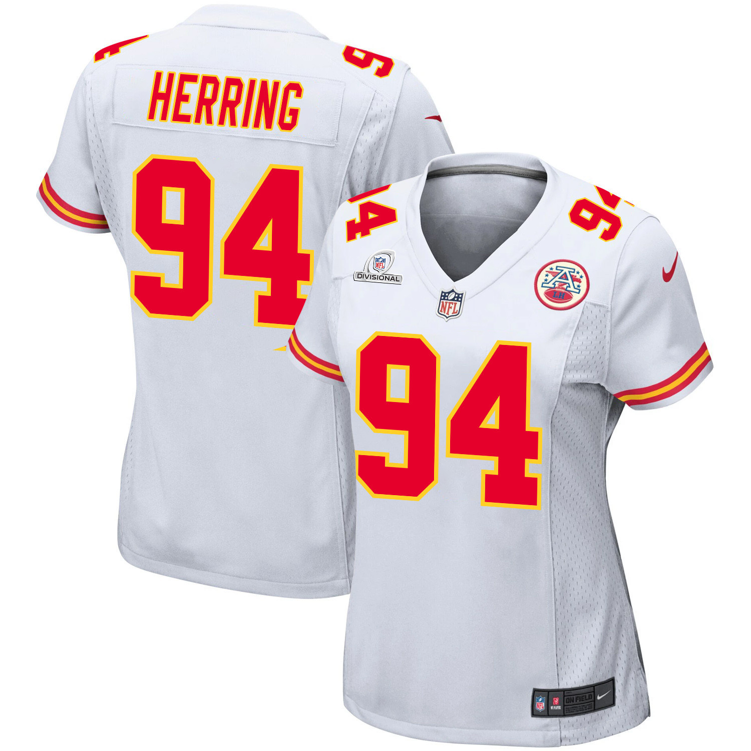 Malik Herring #94 Kansas City Chiefs Super Bowl LVIII Patch Game Jersey - Women's | White