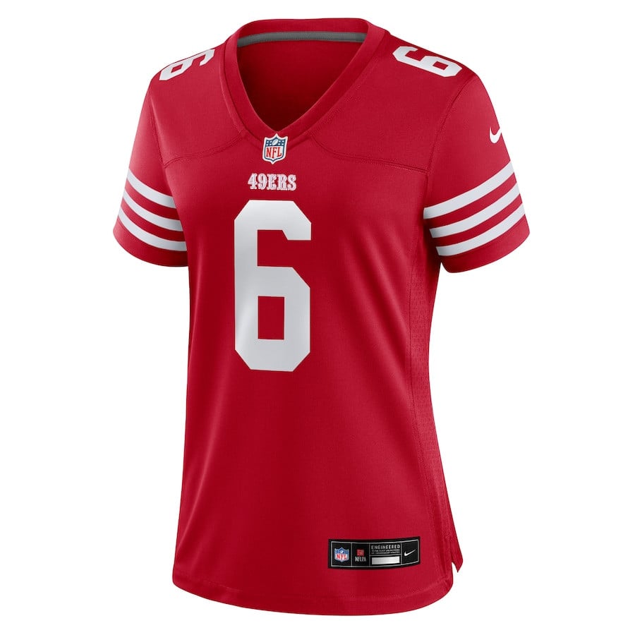Alternative view of Malik Mustapha #6 San Francisco 49ers Game Jersey - Women's | Scarlet