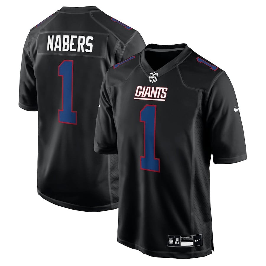 Malik Nabers #1 New York Giants Game Jersey - Men's | Carbon Black