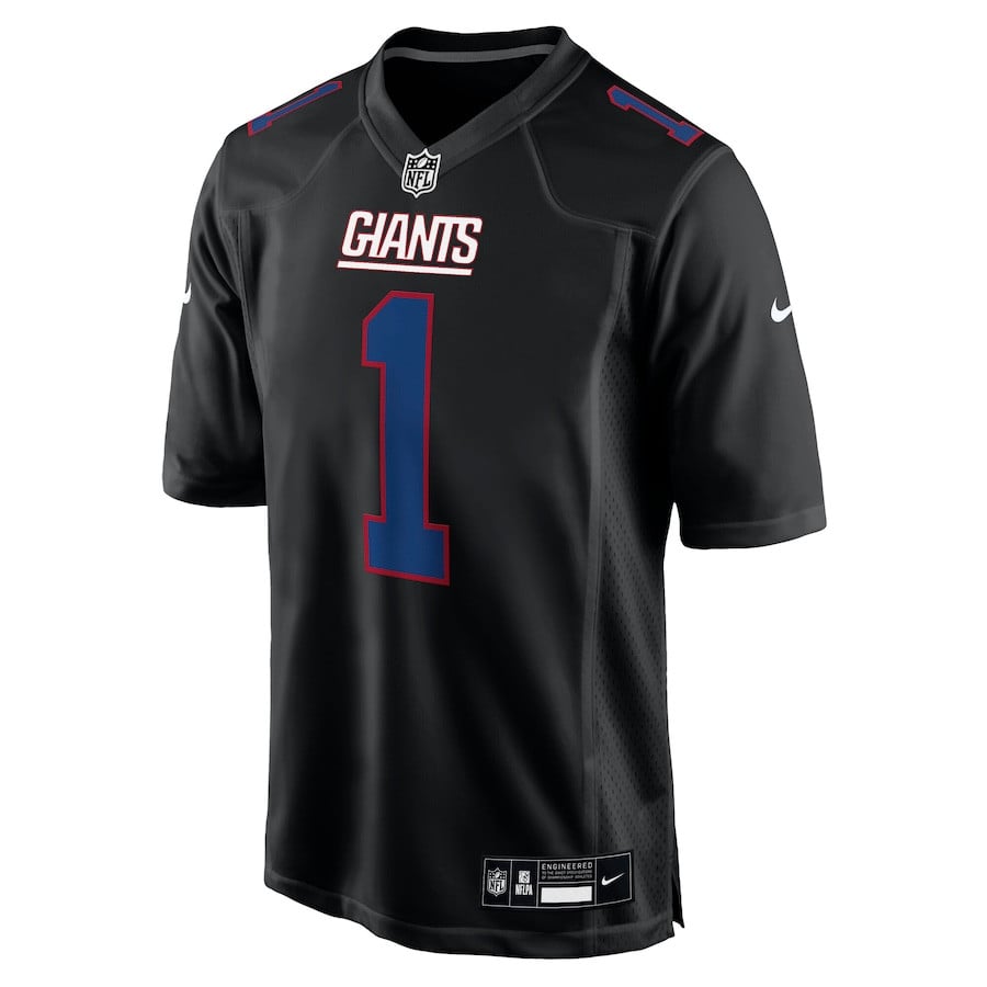 Alternative view of Malik Nabers #1 New York Giants Game Jersey - Men's | Carbon Black