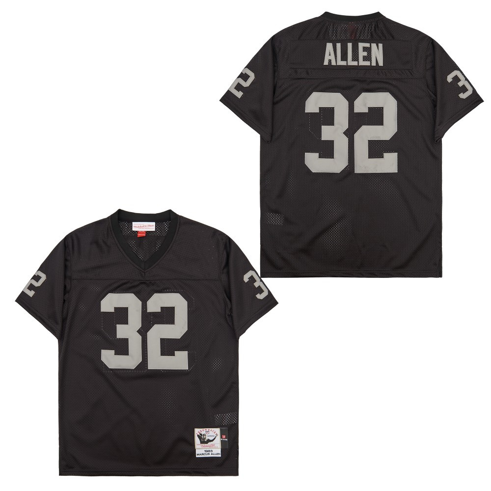 Alternative view of Marcus Allen #32 Las Vegas Raiders Throwback Game Jersey - Men's | Black