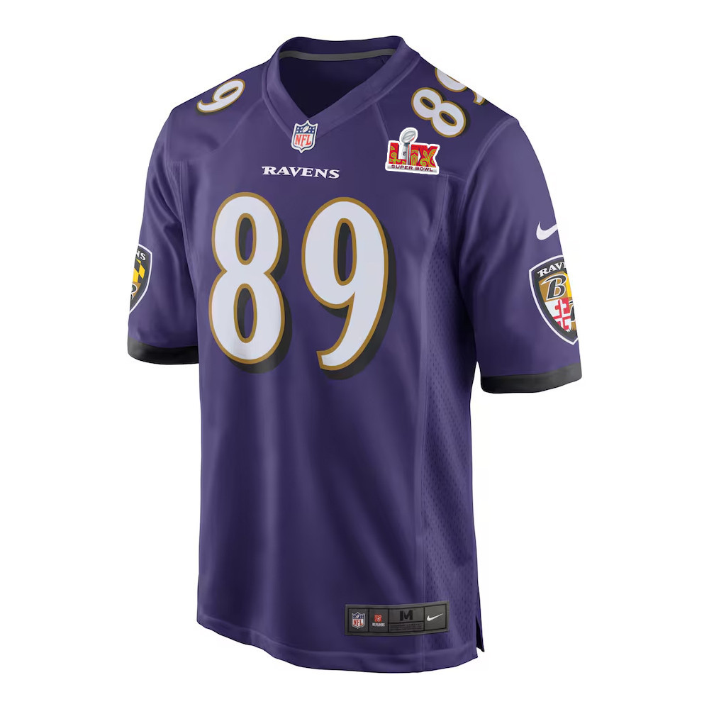 Alternative view of Mark Andrews #89 Baltimore Ravens Super Bowl LIX Game Jersey - Men's | Purple